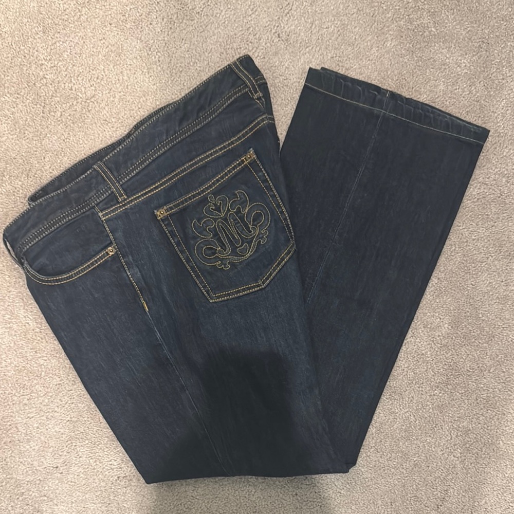 Michael Kors Dark Blue Denim Jeans with Embroidered Pocket